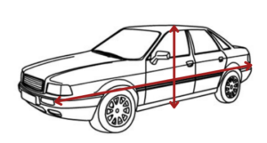 Plandeka pokrowiec na samochód MAZDA 3 9 grafika plandeka wysokość i długość
