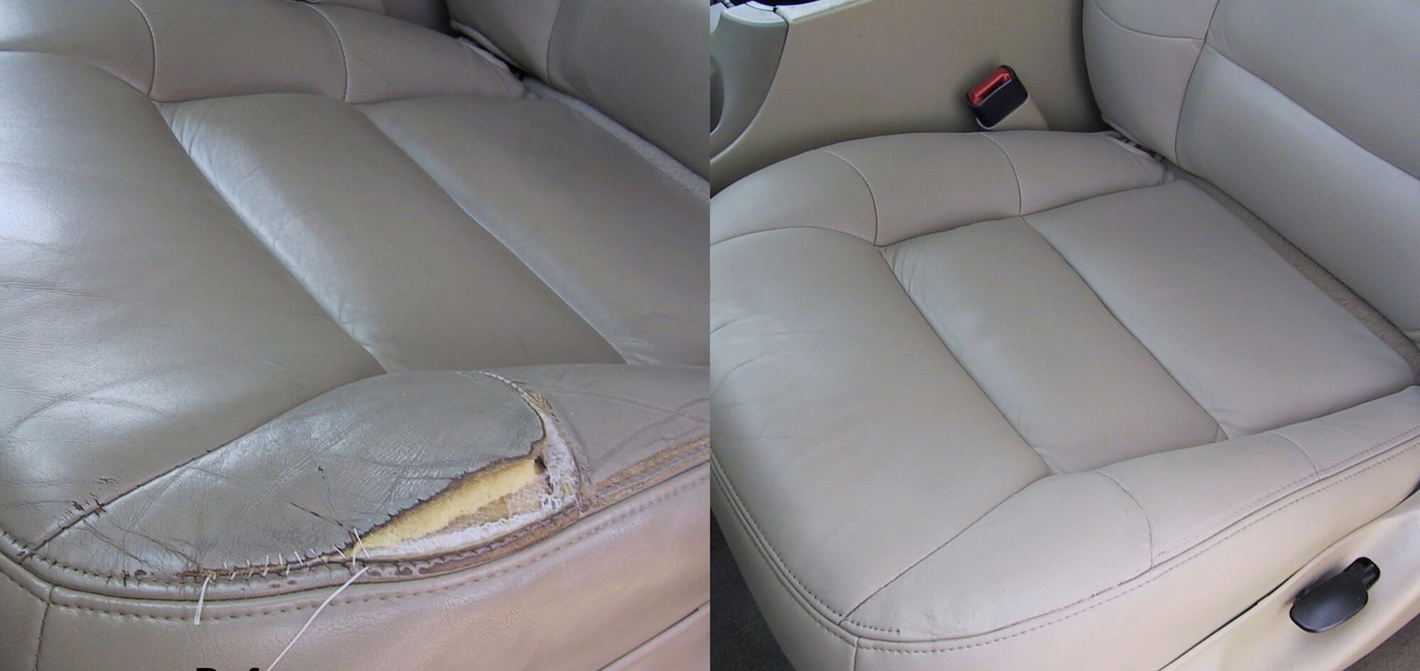 Fotel samochodowy przed i po założeniu nowego pokrowca